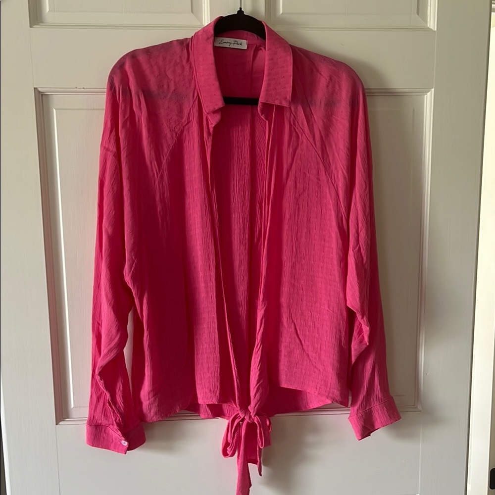 Emory Park Vibrant Pink Tie Front Blouse